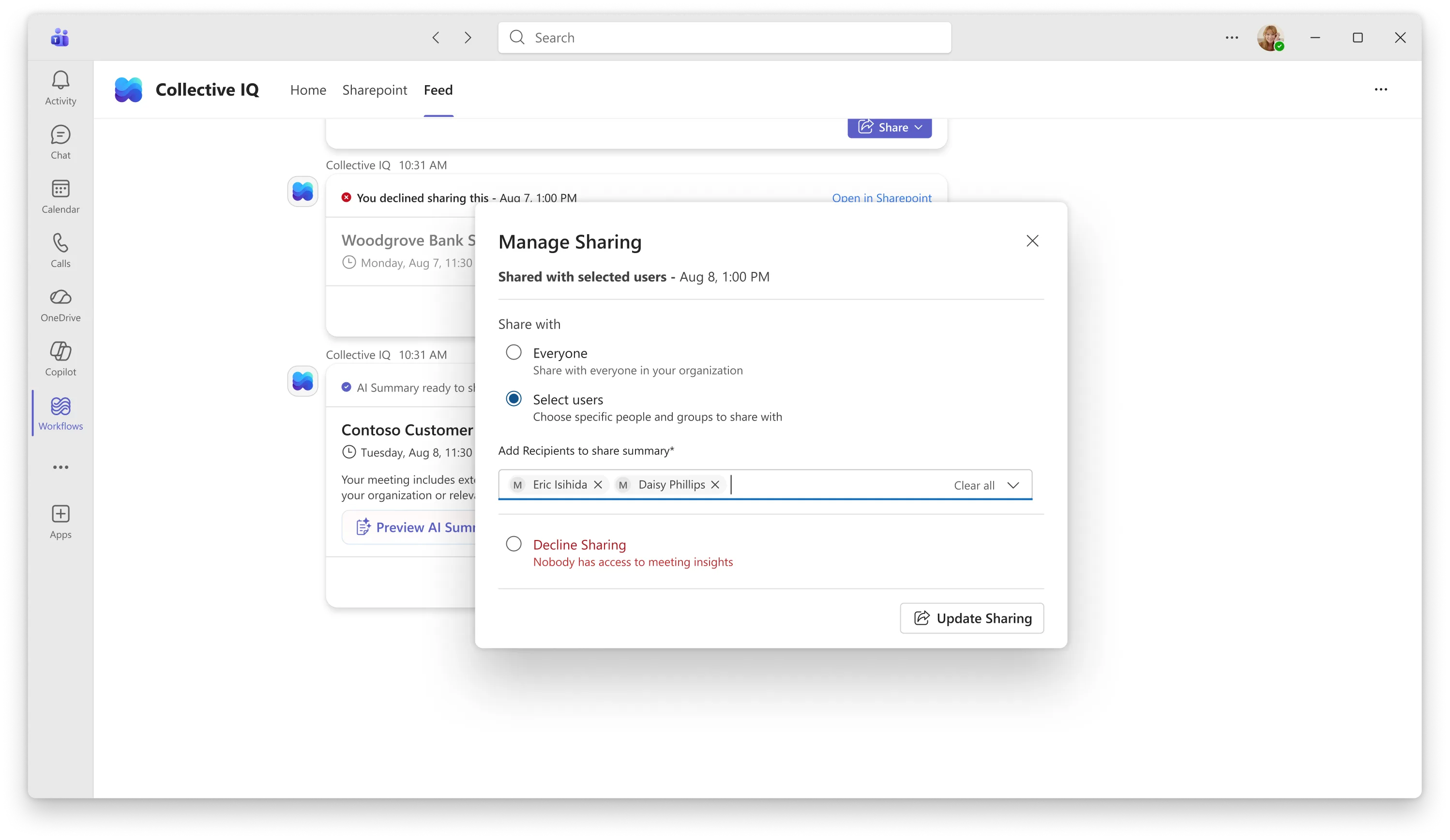 Select audience — share broadly or restrict by person